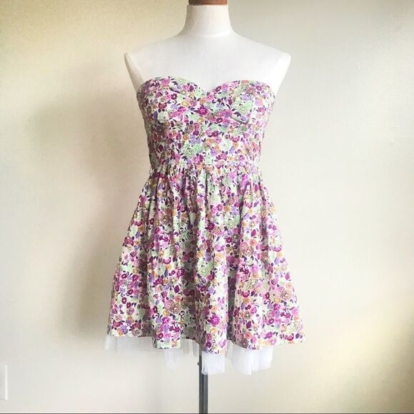 Sans Souci strapless floral dress Size S - Picture 1 of 5